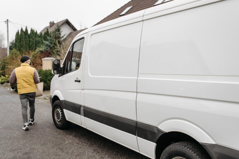 GO Tracking – Kurier mit Paket vor Lieferwagen bei GO Express Sendungsverfolgung